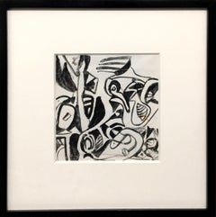 Ca. 1950, Black & White Ink Abstraction by Notable Artist Jan Matulka