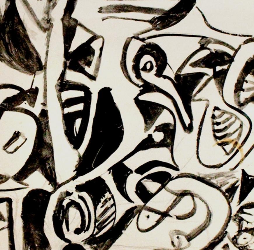 Ca. 1950, abstraction à l'encre noire et blanche du célèbre artiste Jan Matulka en vente 4