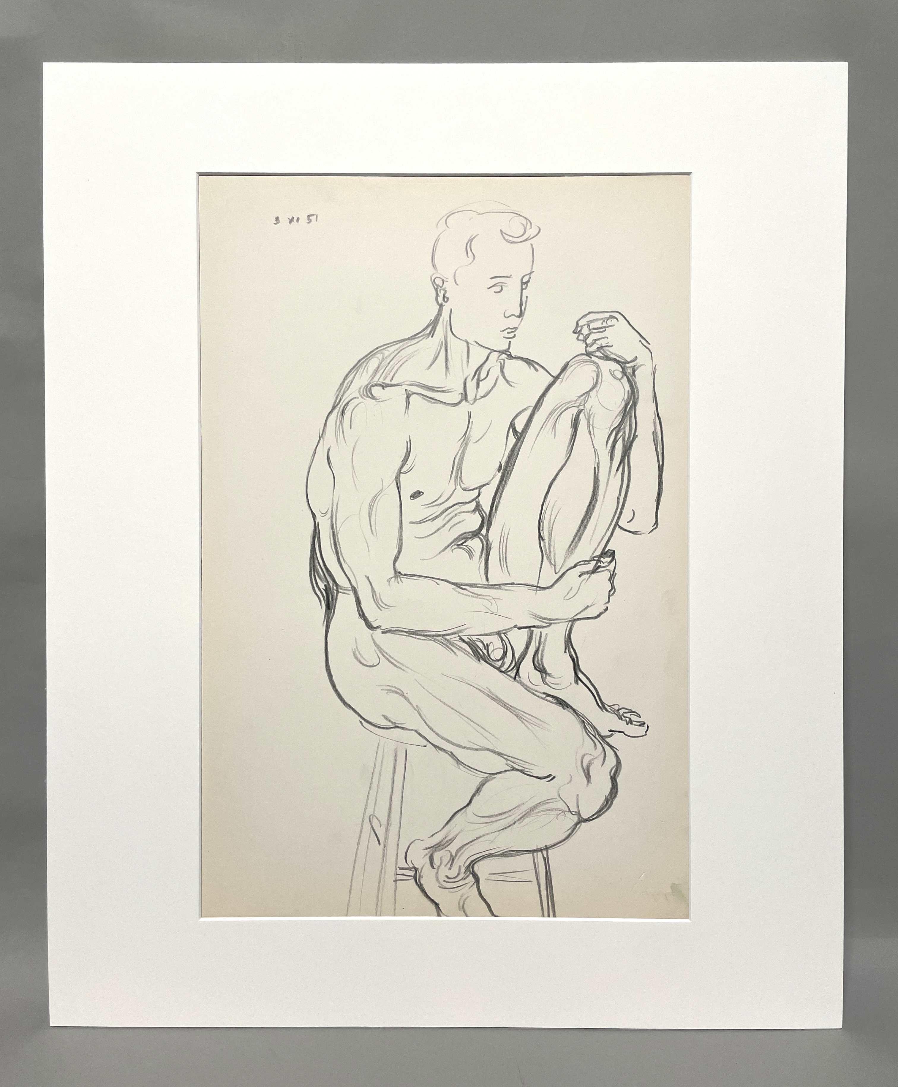 Schwarz-Weiß-Figurenstudie eines männlichen Aktes des Künstlers Harold Haydon im Angebot 1