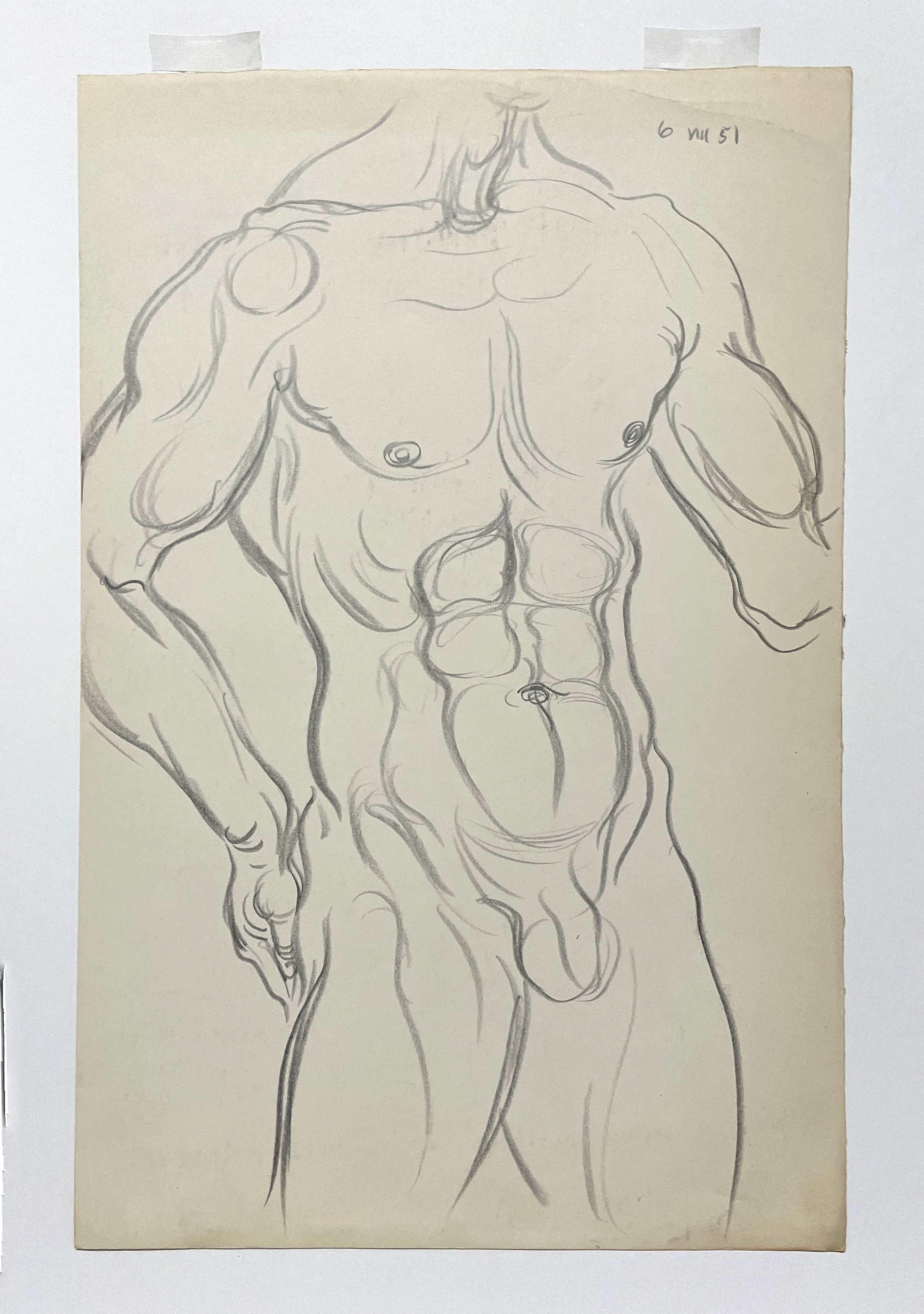 Figure Study (Standing Male- Torso) - American Modern Art by Harold Haydon