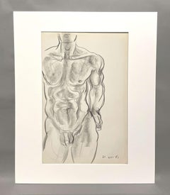 Vintage Male Erotica 1951 Figure Study Drawing by Chicago Artist Harold Haydon