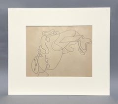 1930s Surrealist Still Life Drawing of Alarm Clock and Mandolin by Jan Matulka