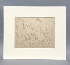 1930s Surrealist Still Life with Figure Profile & Clothes Hanger by Jan Matulka