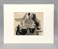 WPA Era, Industrial Scene Steel Mill by Chicago Modern Artist Harold Haydon