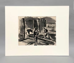 WPA Era, Industrial Scene Steel Mill by Chicago Modern Artist, Harold Haydon