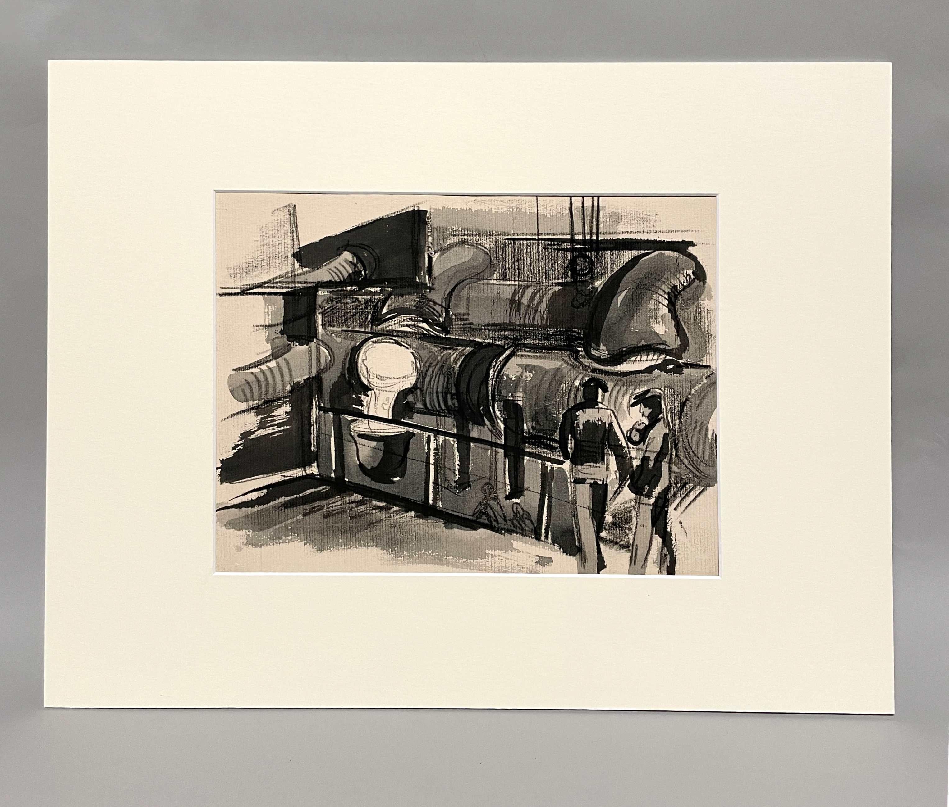 Industrielle Szene einer Stahlmühle aus der WPA-Ära des Künstlers Harold Haydon im Angebot 2