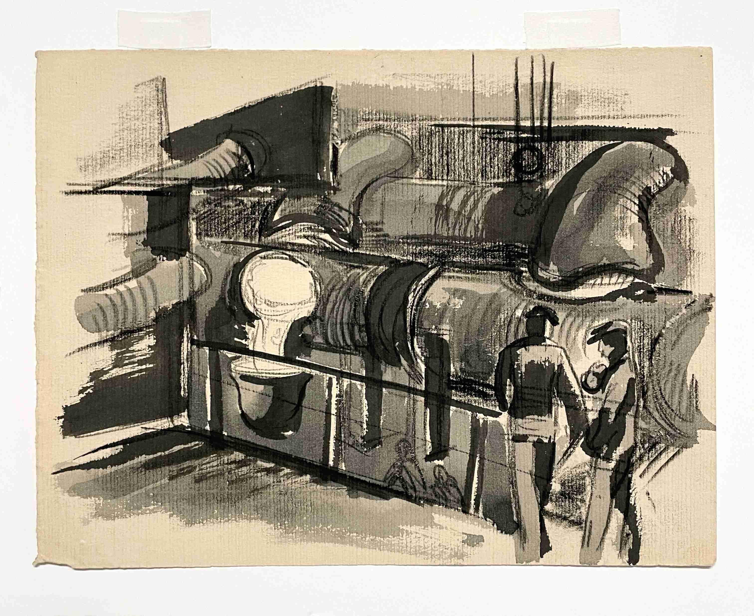 WPA Era, Industrial Scene of a Steel Mill - Art by Harold Haydon