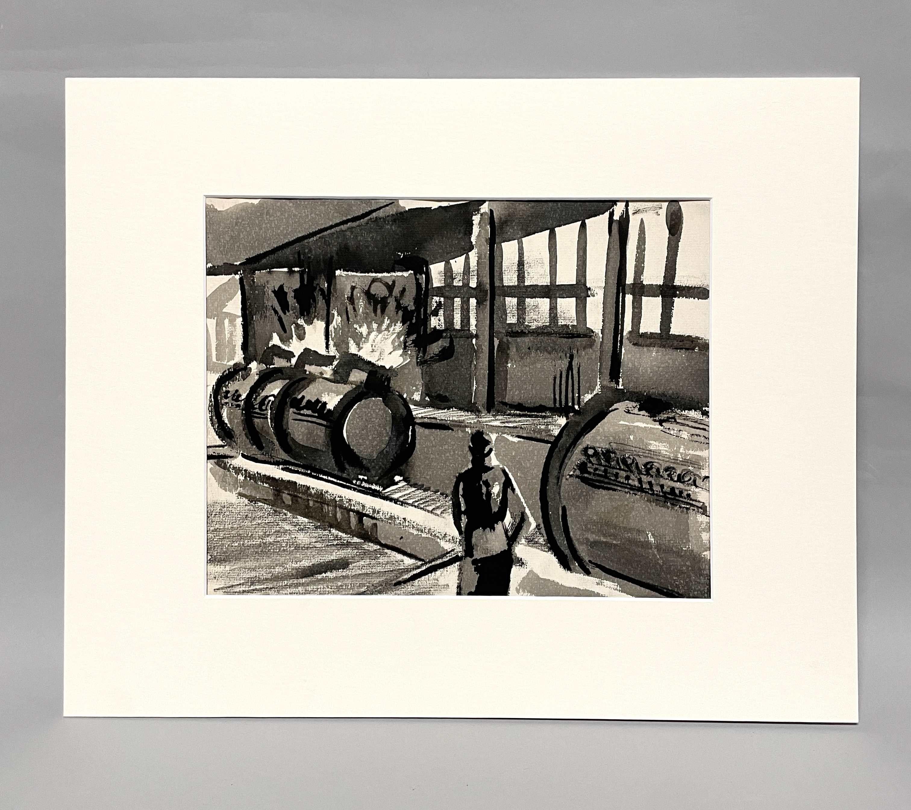 Industrielle Szene einer Stahlmühle aus der WPA-Ära des Künstlers Harold Haydon im Angebot 2