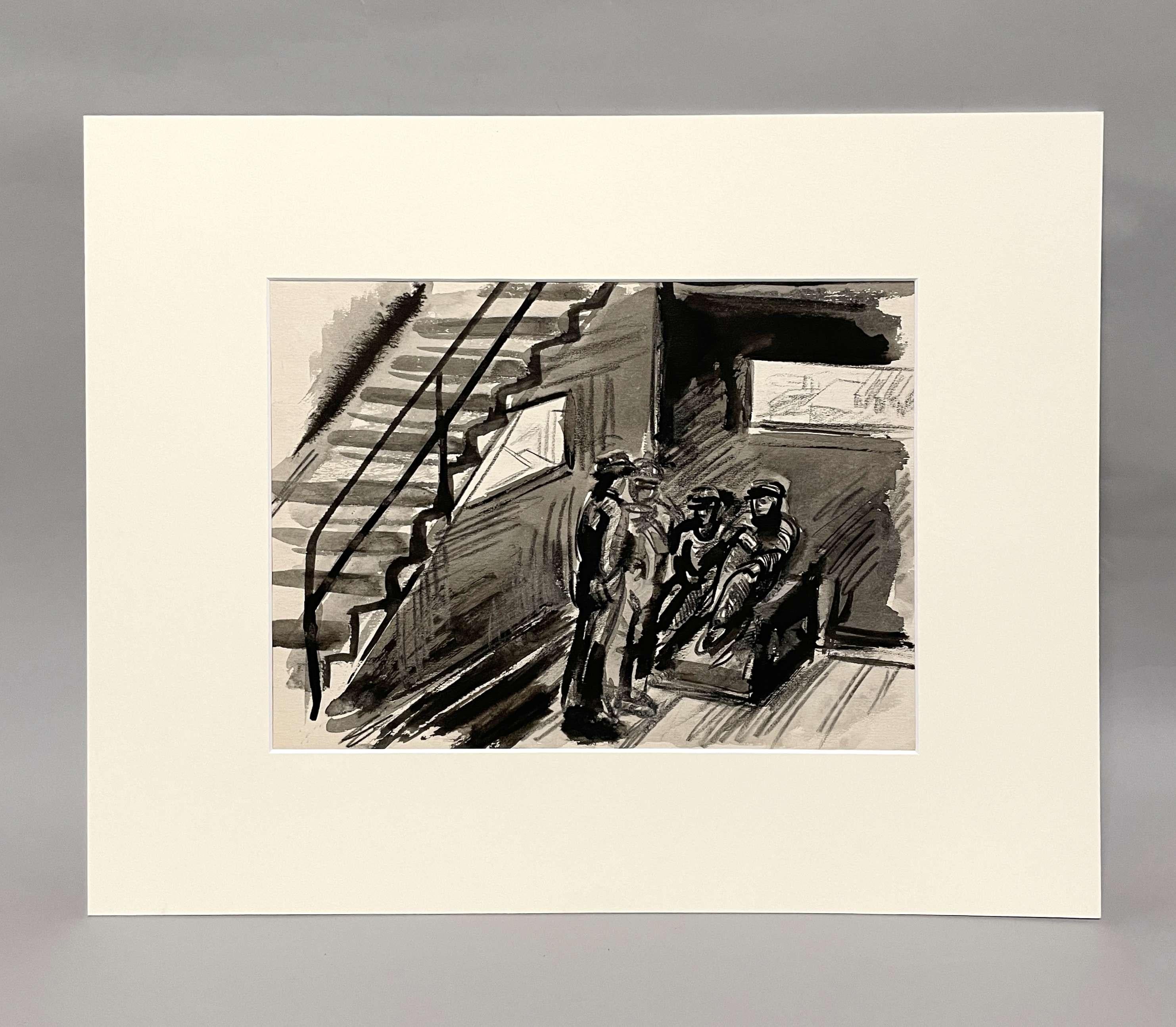 A tonal, watercolor of a steel mill by artist Harold Haydon.

Harold Emerson Haydon was born in Fort William, Ontario, Canada in 1909.   Haydon came to Chicago with his family in 1917 and became a naturalized American citizen in 1941.  He attended