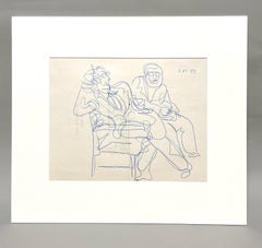 1951 Tinta sobre papel Figura Estudio de una conversación por el artista Harold Haydon