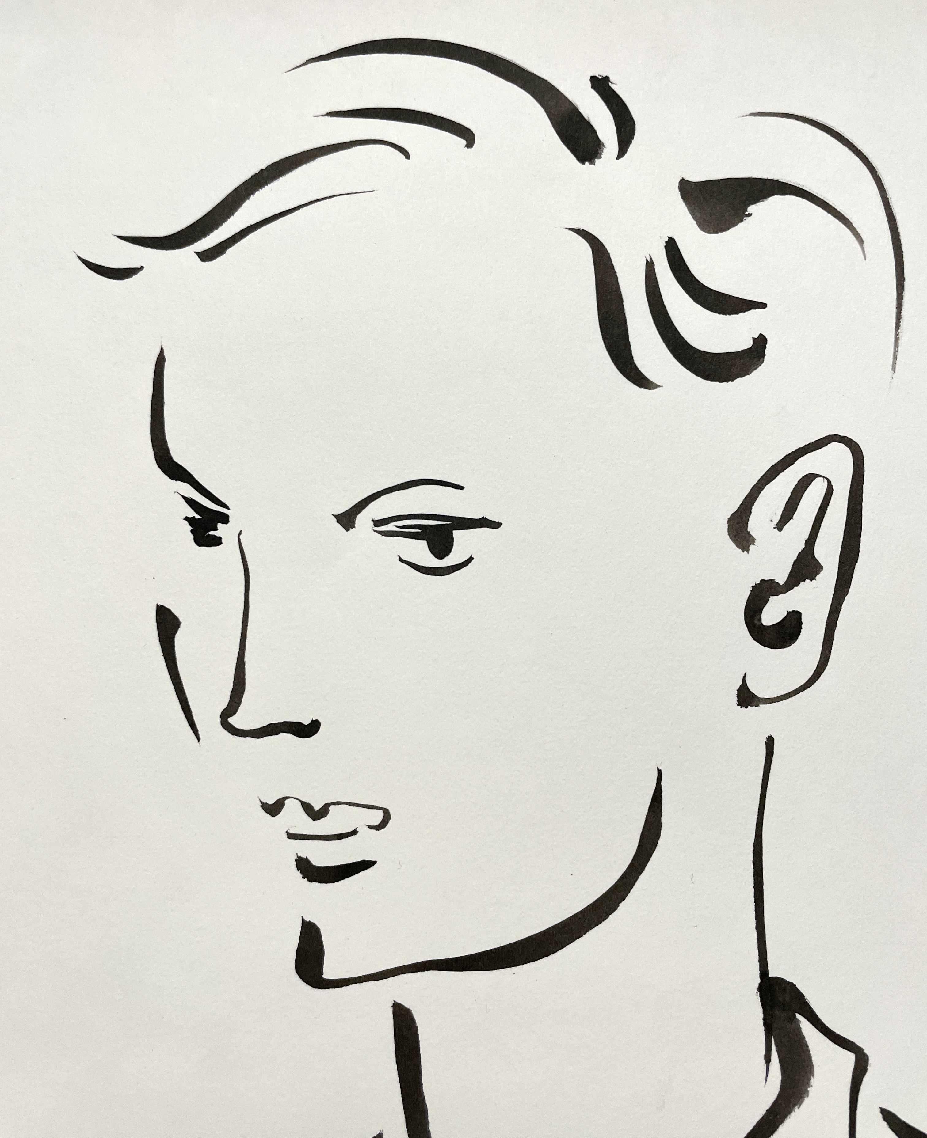 Schwarz-Weiß-Porträt eines jungen Mannes aus der Mitte des Jahrhunderts des Künstlers Harold Haydon im Angebot 1
