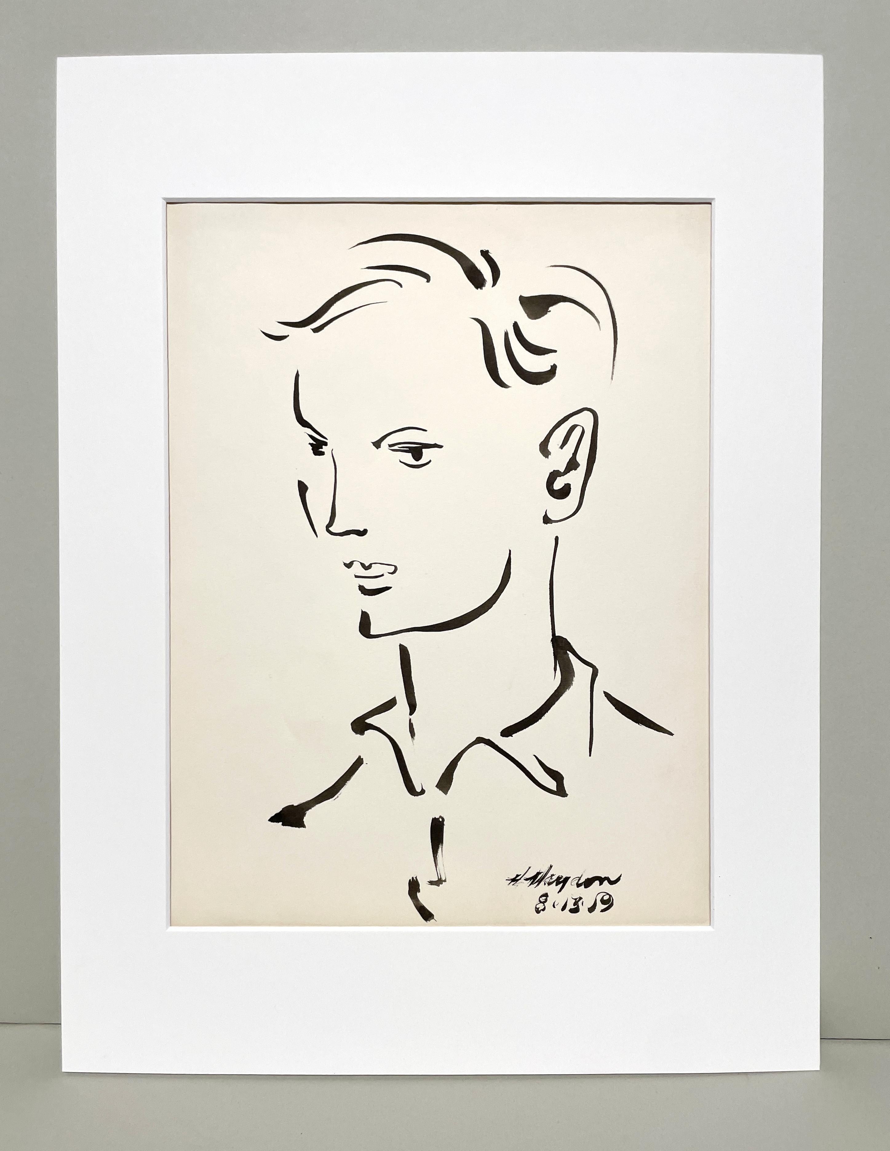 Schwarz-Weiß-Porträt eines jungen Mannes aus der Mitte des Jahrhunderts des Künstlers Harold Haydon im Angebot 3