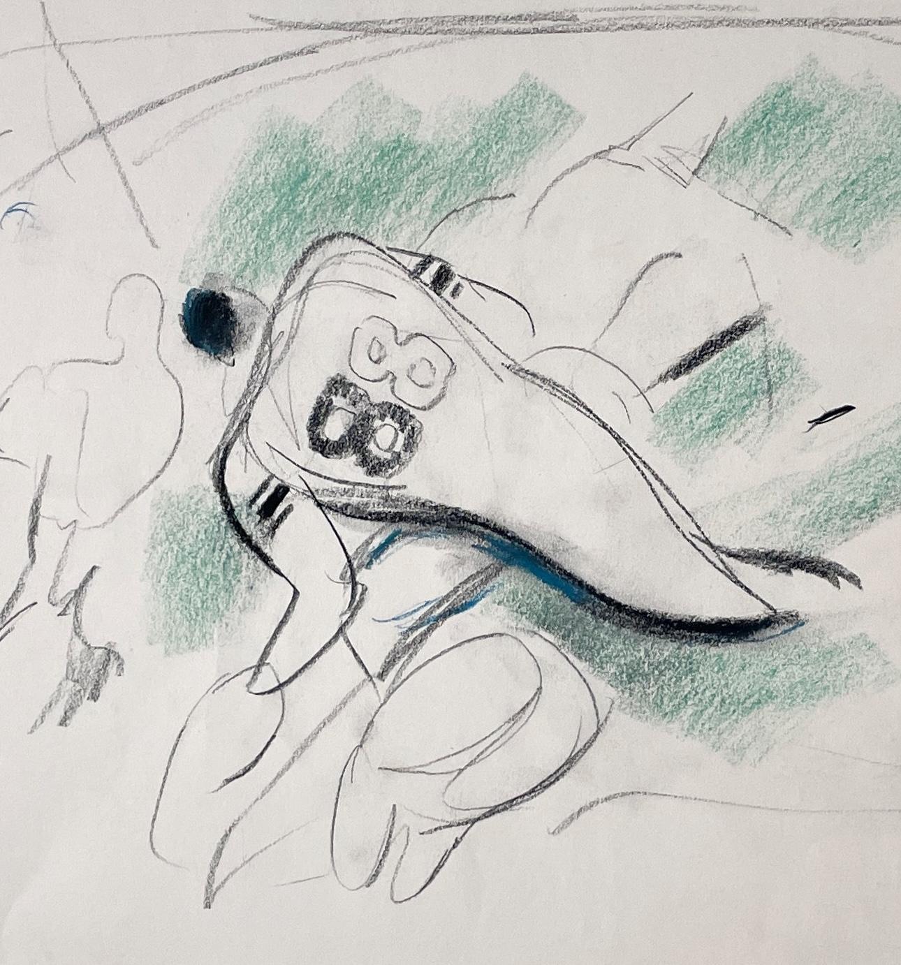 A ca. 1954, drawing of a Notre Dame Football Game by Artist Francis Chapin For Sale 2