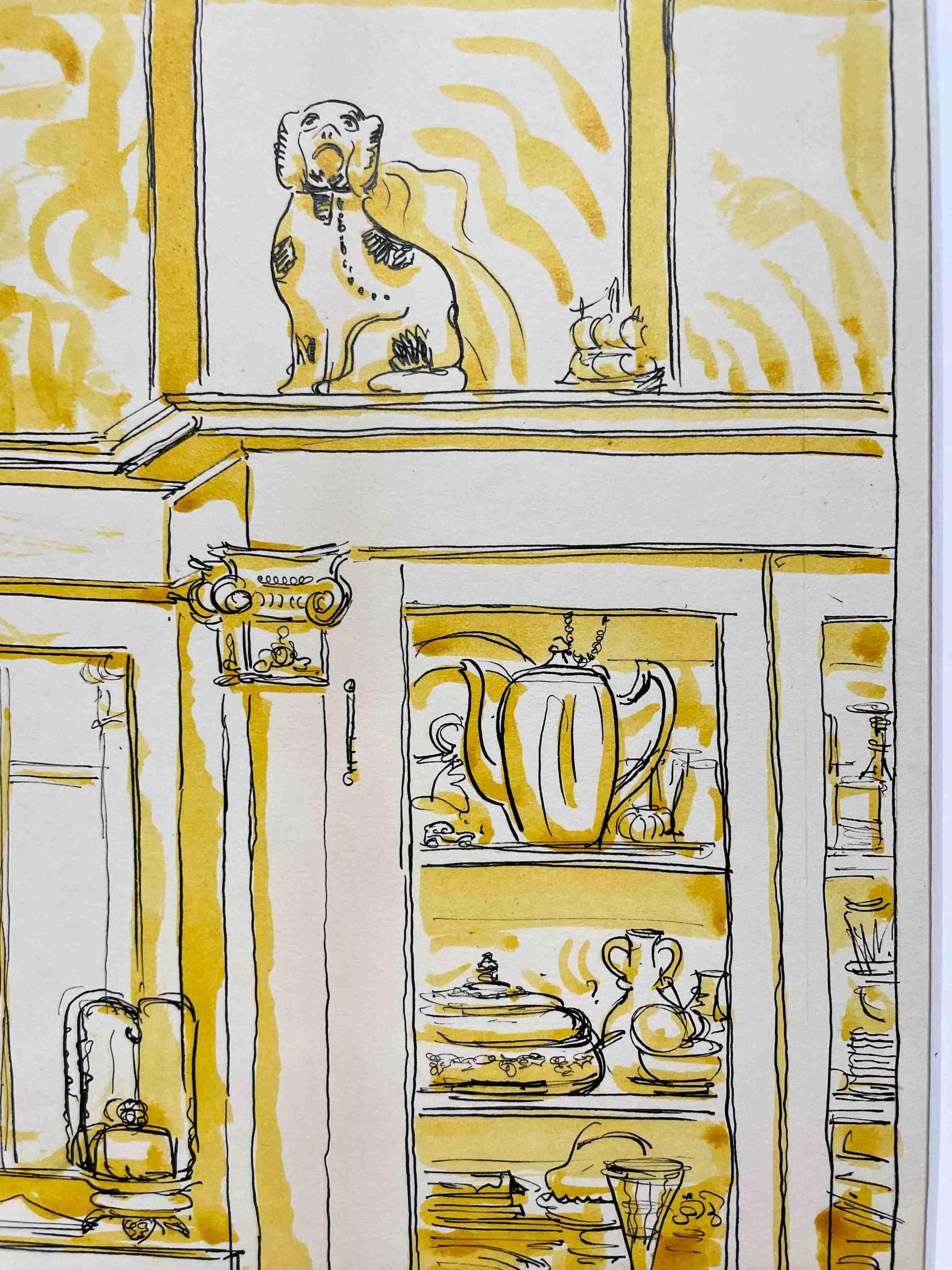 An Interior Scene, Study in Yellow by Artist Harold Haydon For Sale 1