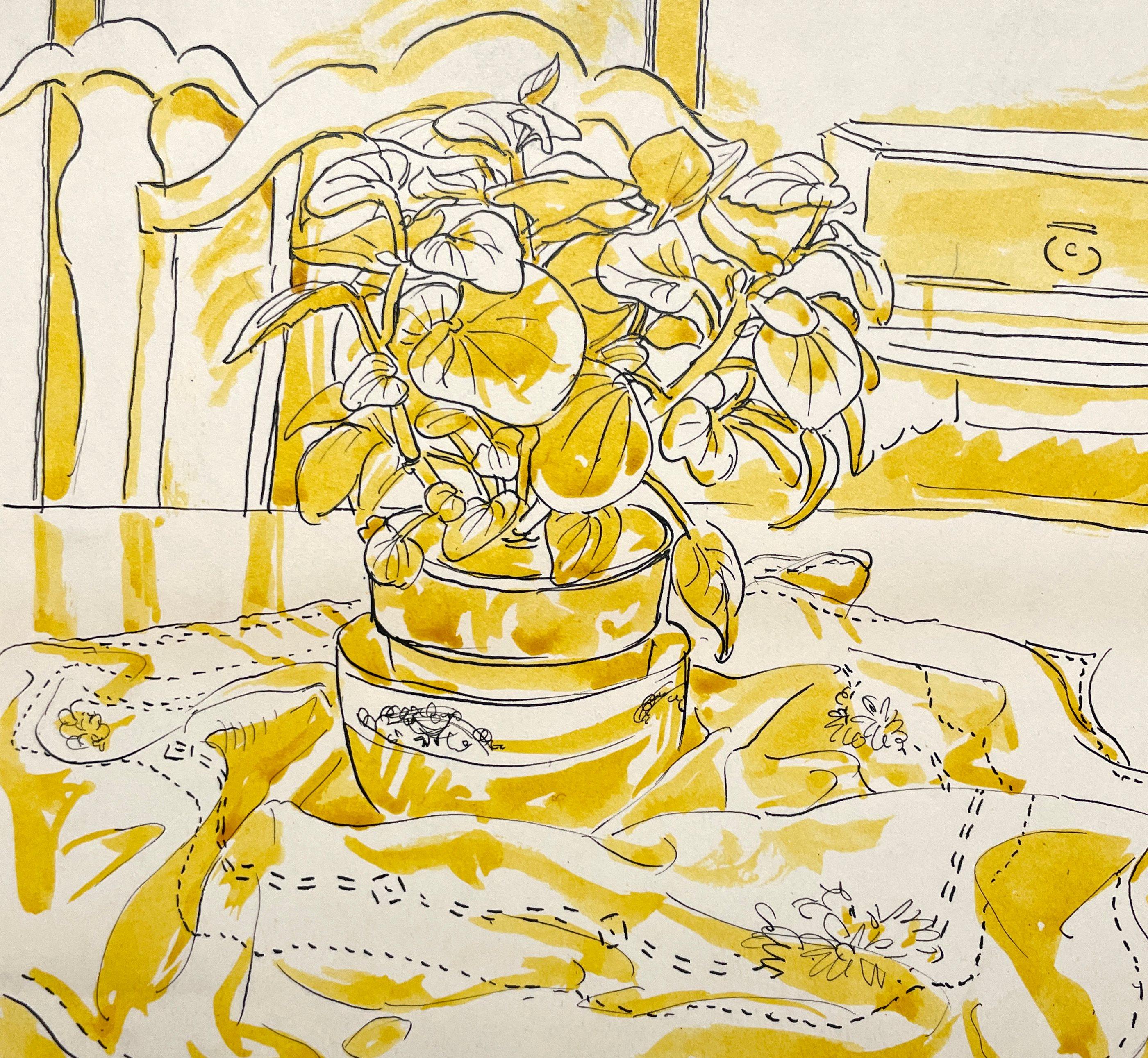 Stilleben am Tisch, Studie in Gelb des Künstlers Harold Haydon im Angebot 1