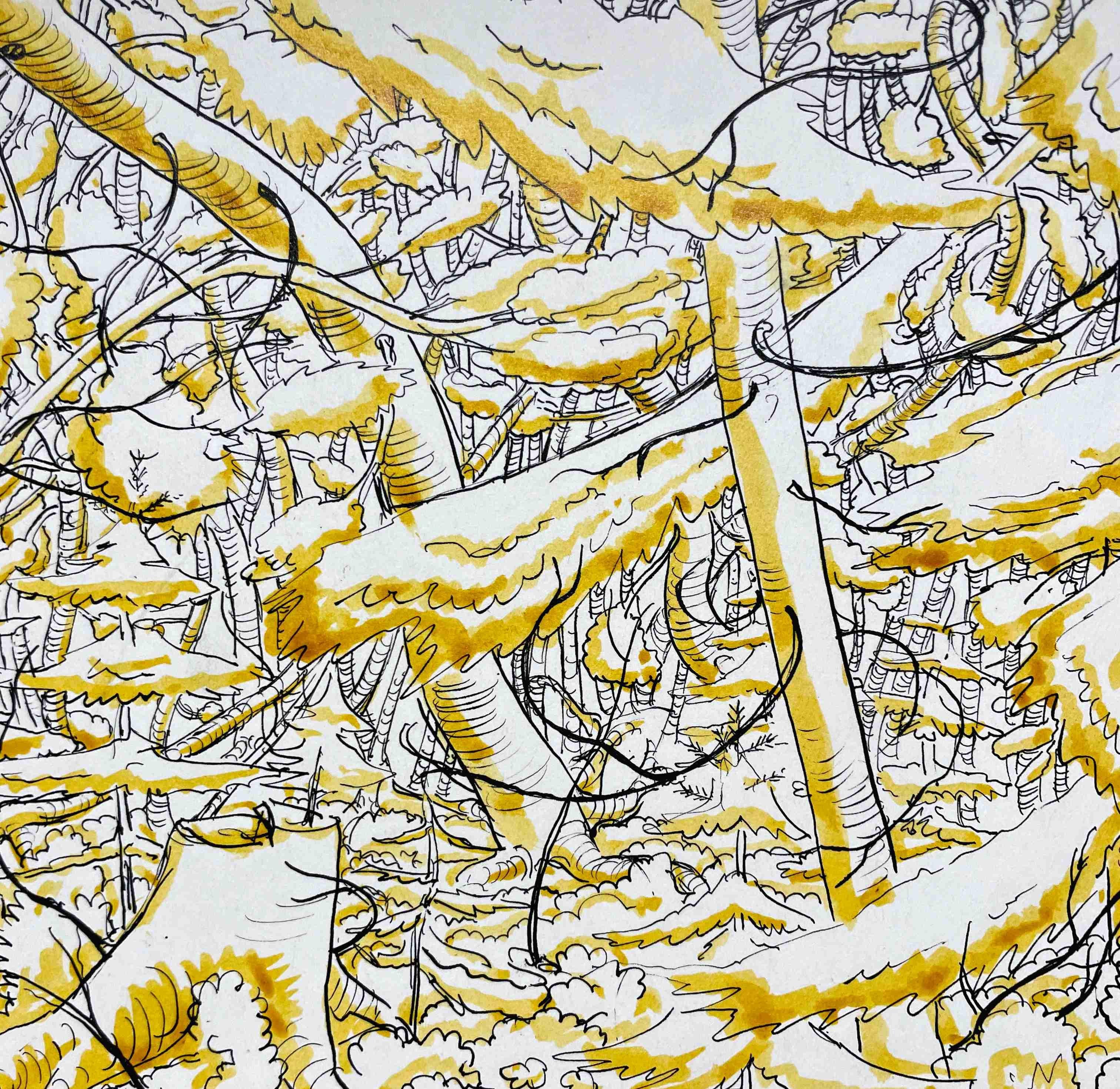 Forest Scene, Study in Yellow by artist Harold Haydon For Sale 1