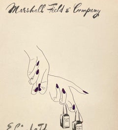 Early 1940s Fashion Study for Elizabeth Arden's Nail Polish at Marshall Field