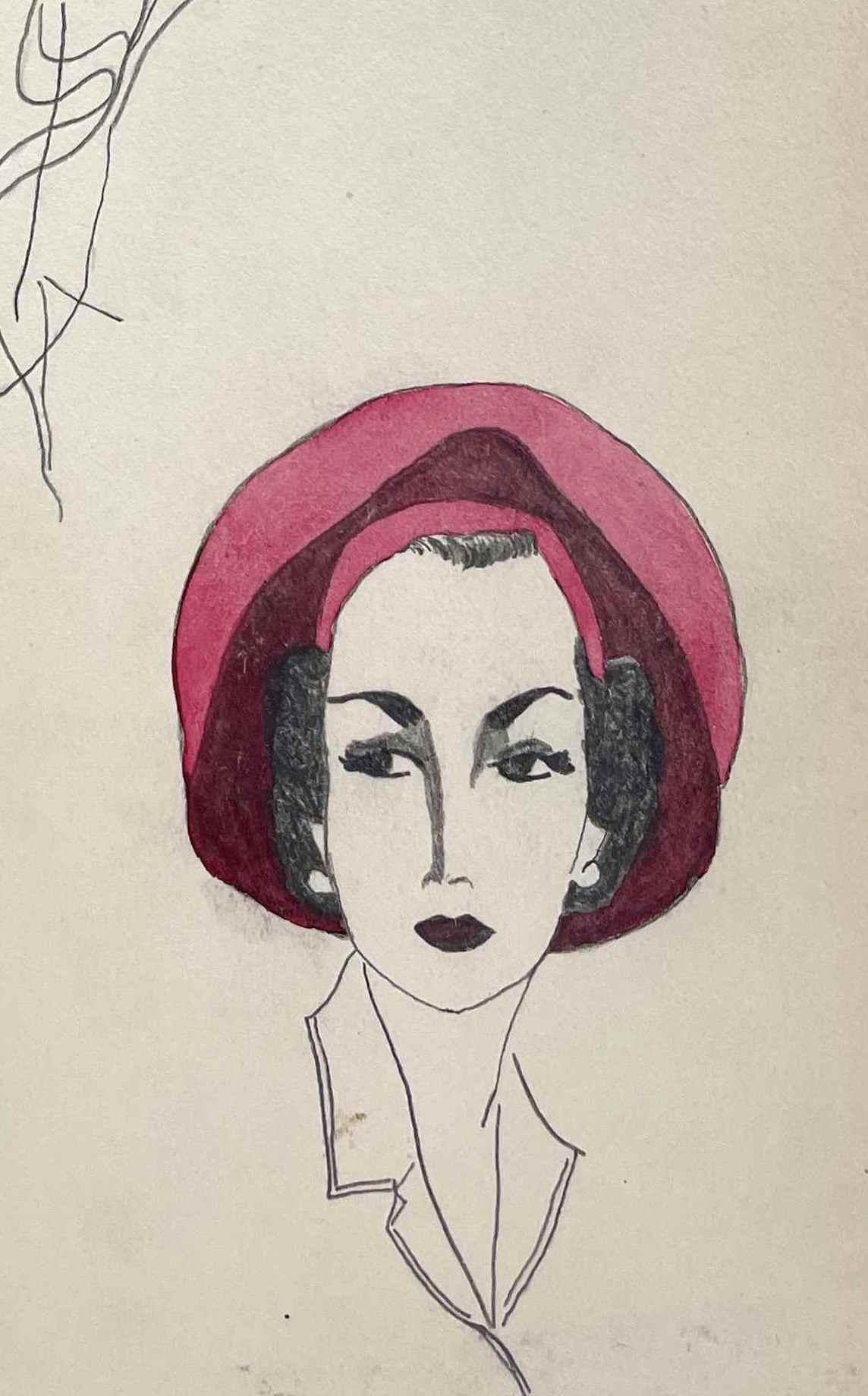 Un estudio de moda de los años 40 para sombreros de mujer - Art de Unknown