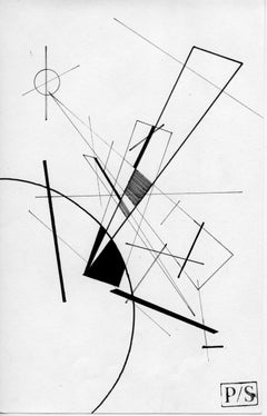Bauhaus inspirierte, schwarz-weiße „Composition #14“ des Künstlers Paarshav Shah