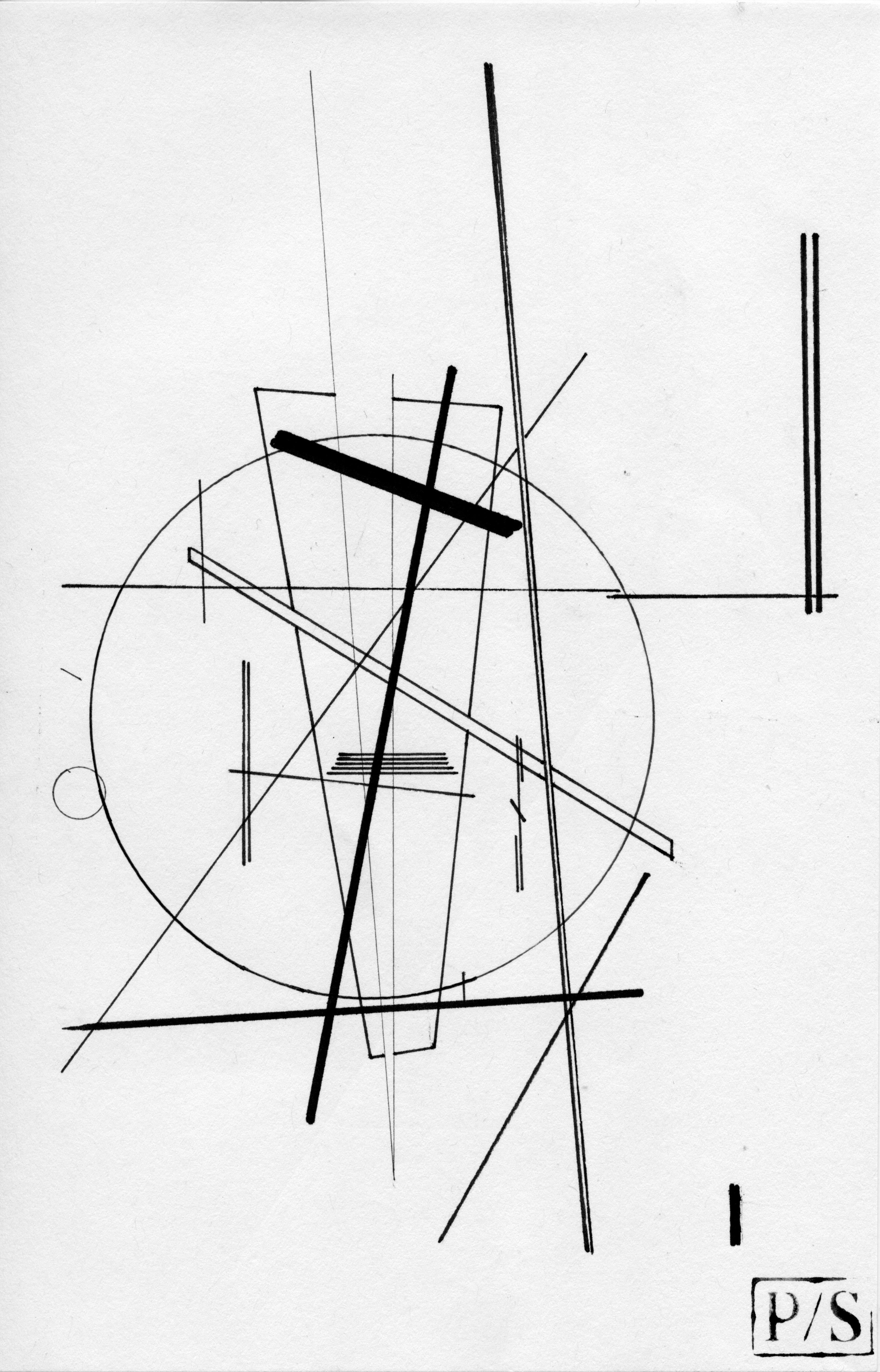 Bauhaus inspirierte, schwarz-weiße „Composition #17“ des Künstlers Paarshav Shah