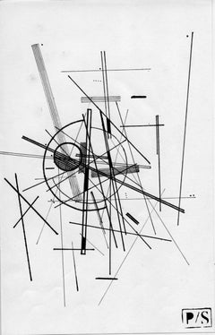 Bauhaus Inspired Black & White Drawing "Composition #36" by Artist Paarshav Shah