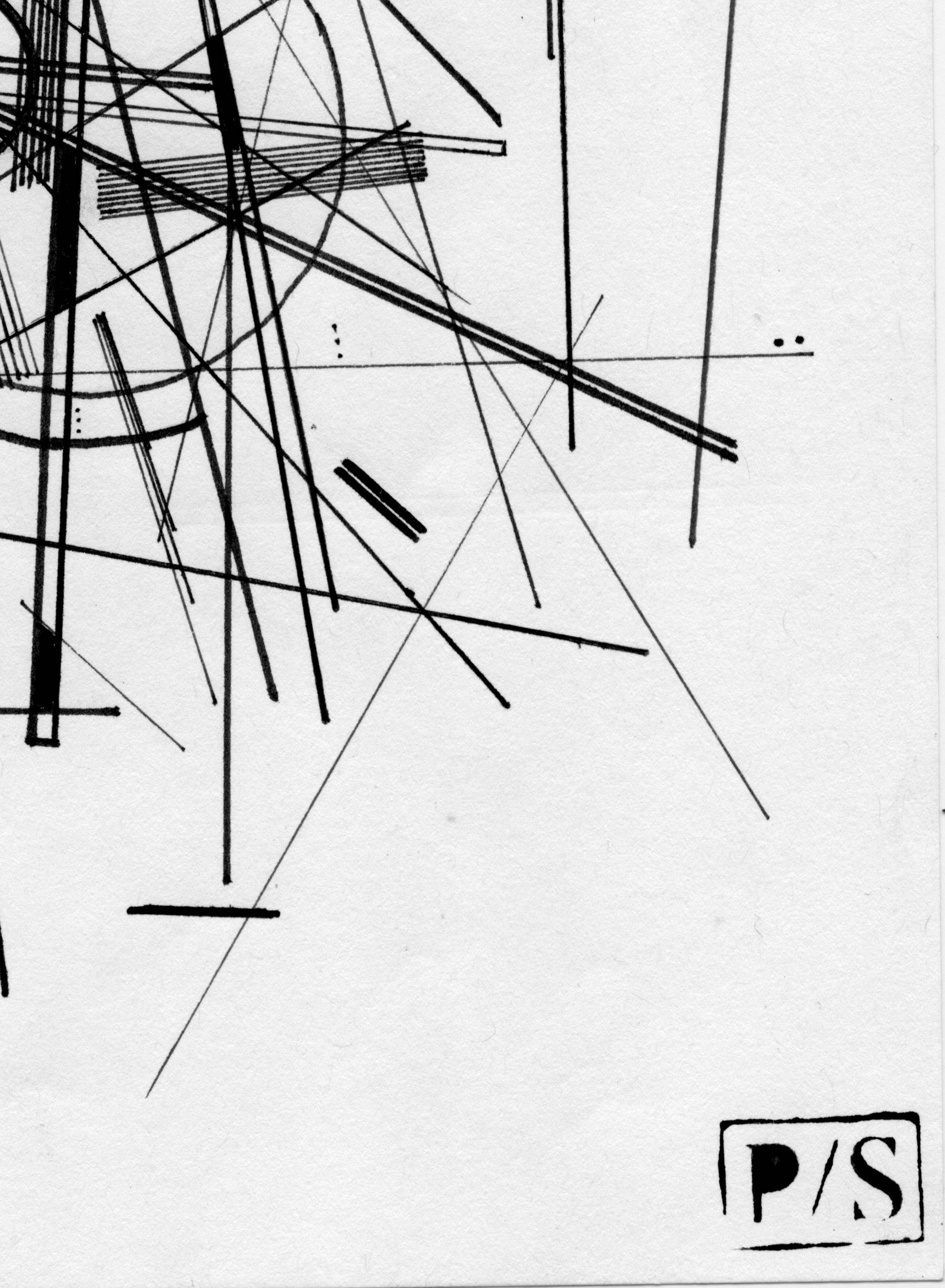 Dessin en noir et blanc d'inspiration Bauhaus 