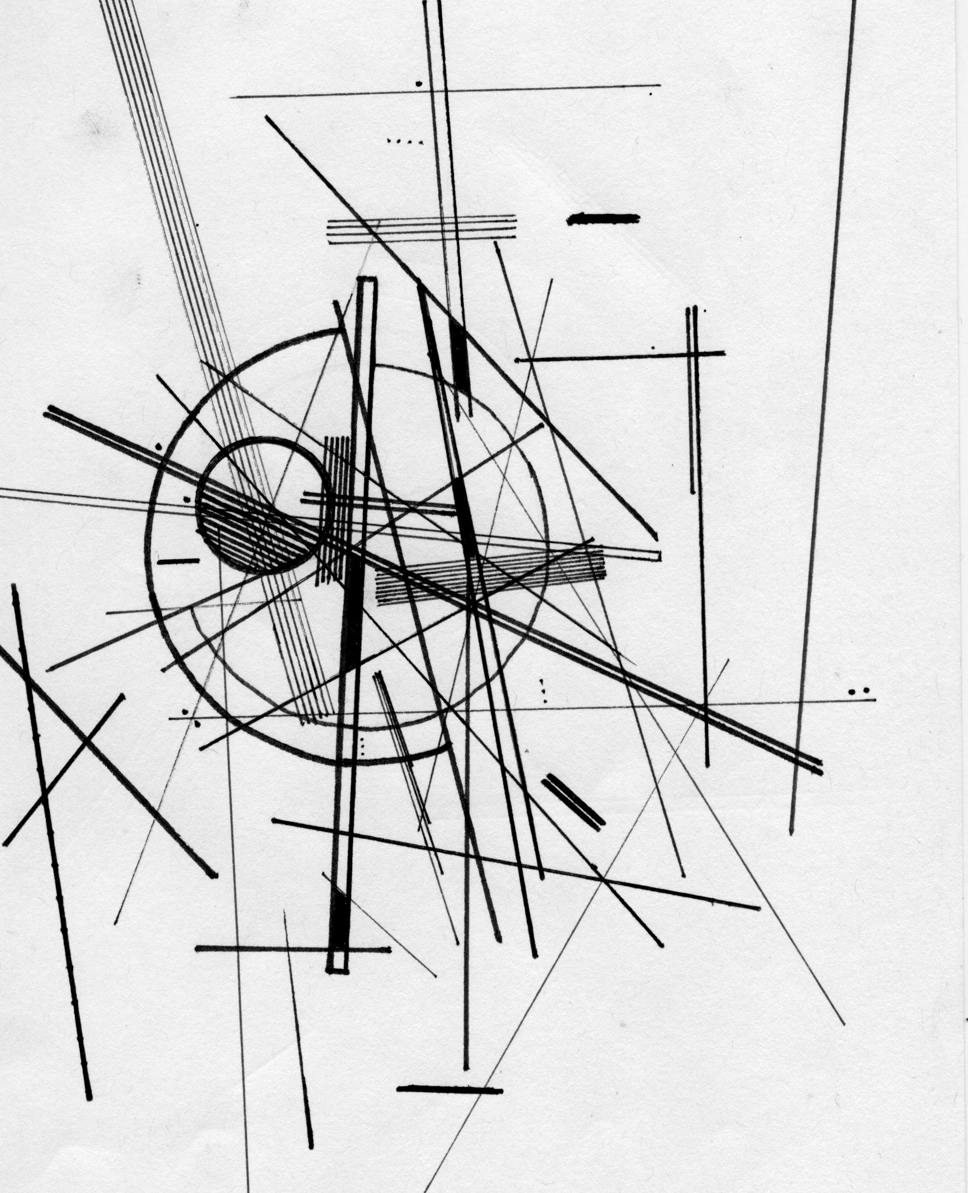 Dessin en noir et blanc d'inspiration Bauhaus 