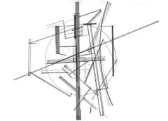Bauhaus-inspirierte Schwarz-Weiß-Zeichnung „Radial Form 00“ des Künstlers Paarshav Shah