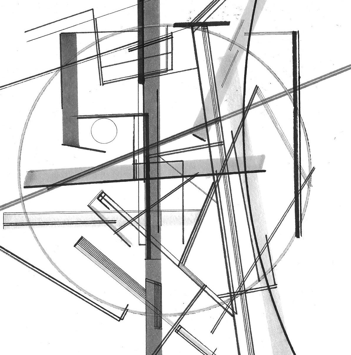Dessin en noir et blanc inspiré du Bauhaus 