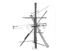 Bauhaus-inspirierte Schwarz-Weiß-Zeichnung „Radial Form 01“ des Künstlers Paarshav Shah