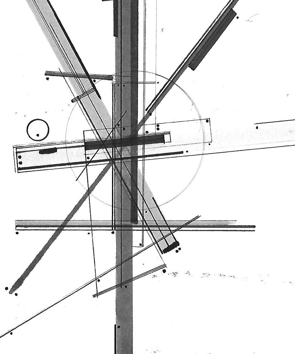 Bauhaus-inspirierte Schwarz-Weiß-Zeichnung „Radial Form 01“ des Künstlers Paarshav Shah im Angebot 3