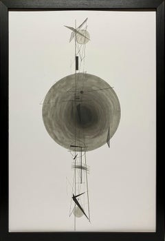 A Large, Dynamic, Bauhaus Inspired Abstract Ink Drawing, "California Sunset"
