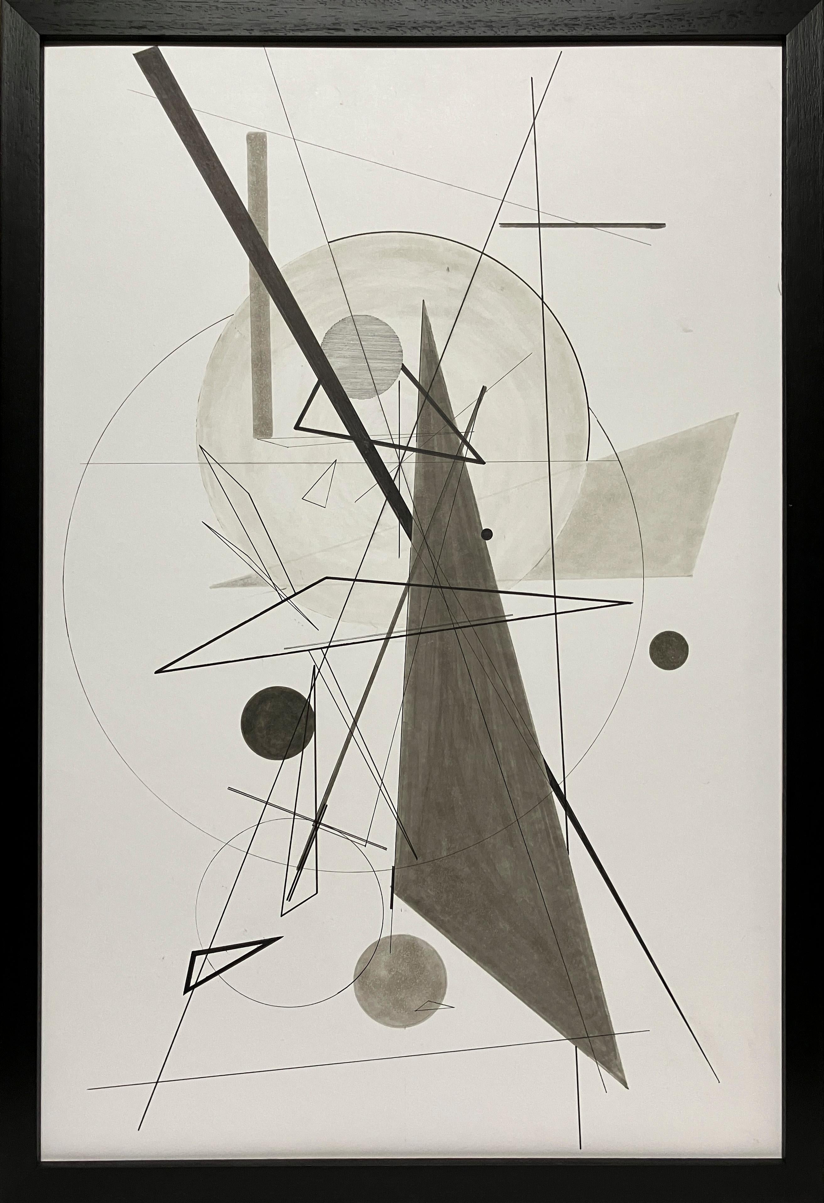 Bauhaus Inspired Sepia-Toned Drawing Titled 