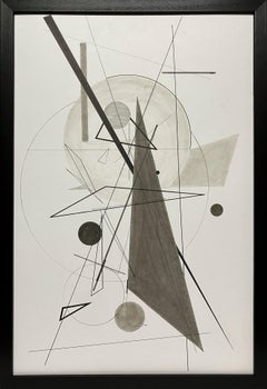 A Large, Dynamic, Bauhaus Inspired Sepia-Toned Abstract Drawing, "Take Five"