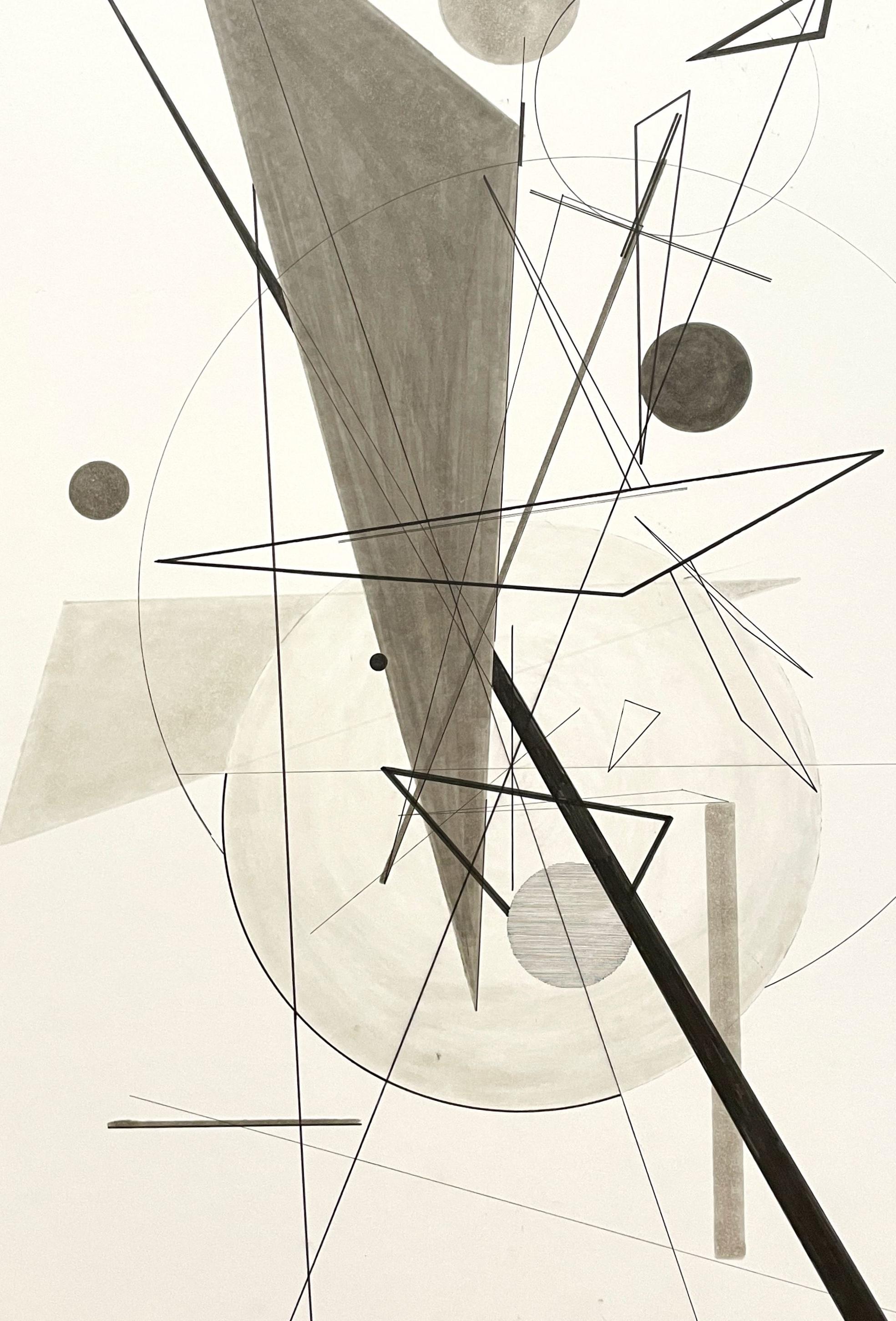 Bauhaus Inspired Sepia-Toned Drawing Titled 