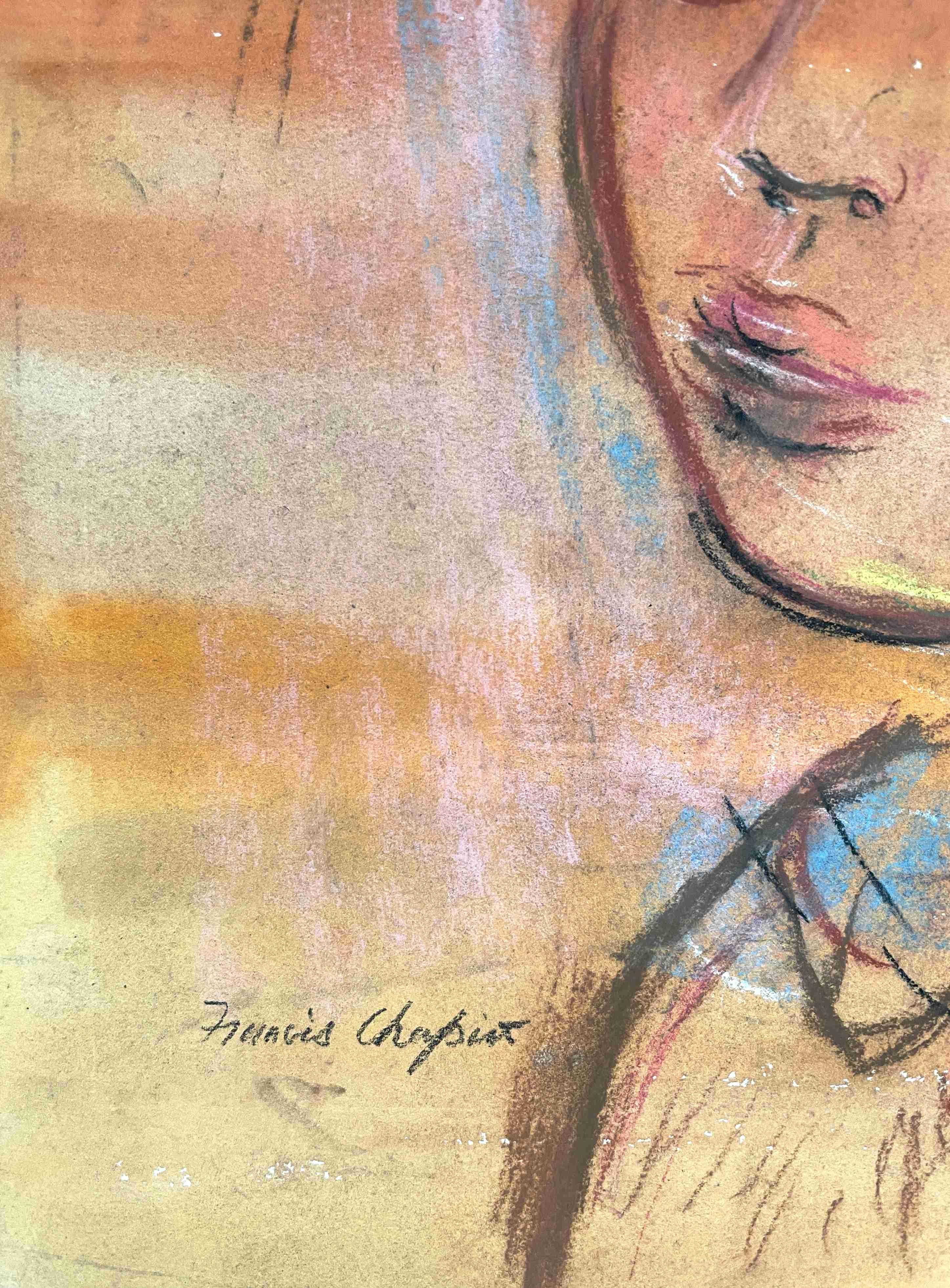 Dessin au pastel d'un jeune garçon réalisé par l'artiste Francis Chapin dans les années 1950 en vente 4