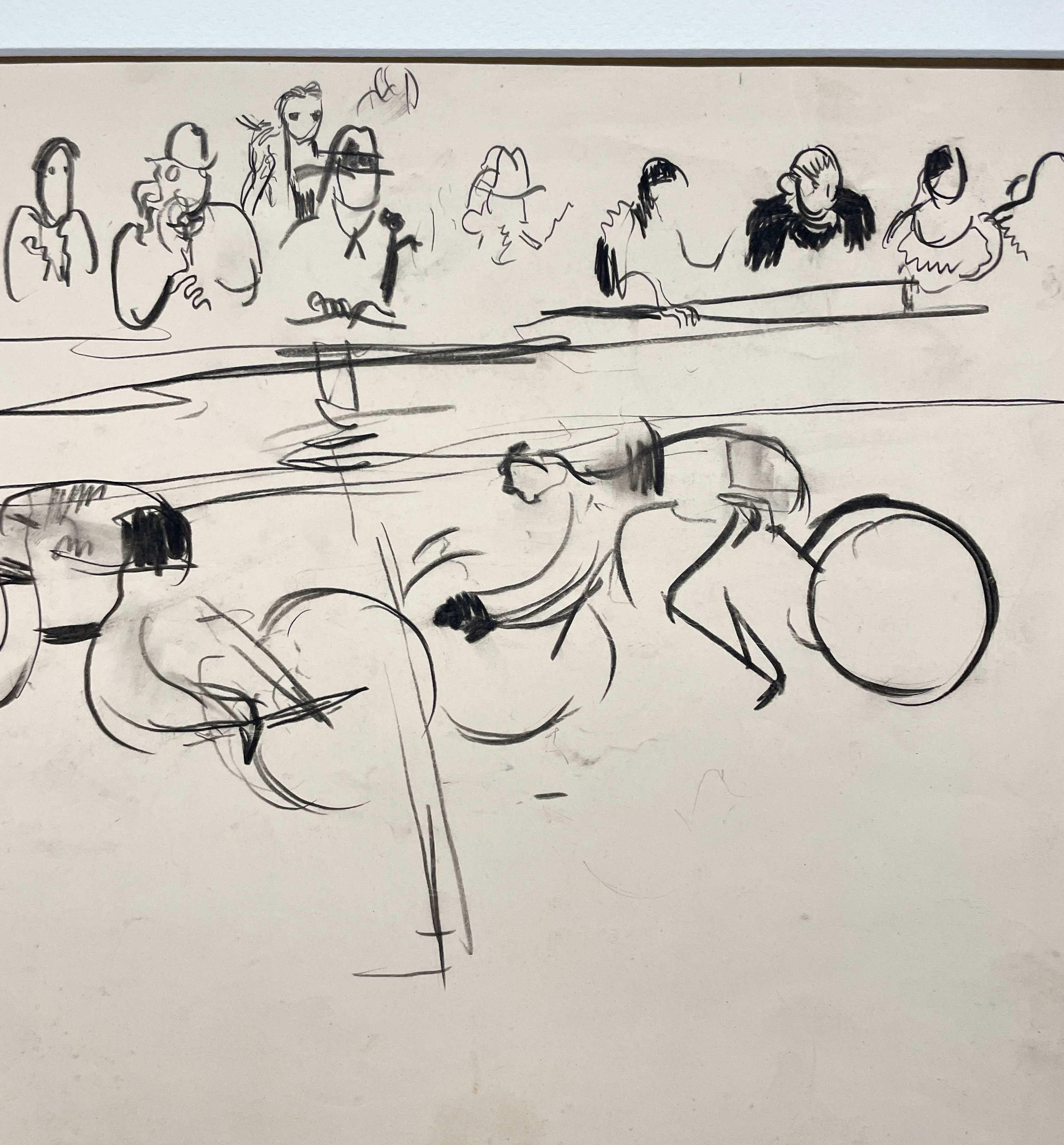 Un dessin d'une course de bicyclettes des années 1930 par l'artiste Francis Chapin en vente 2