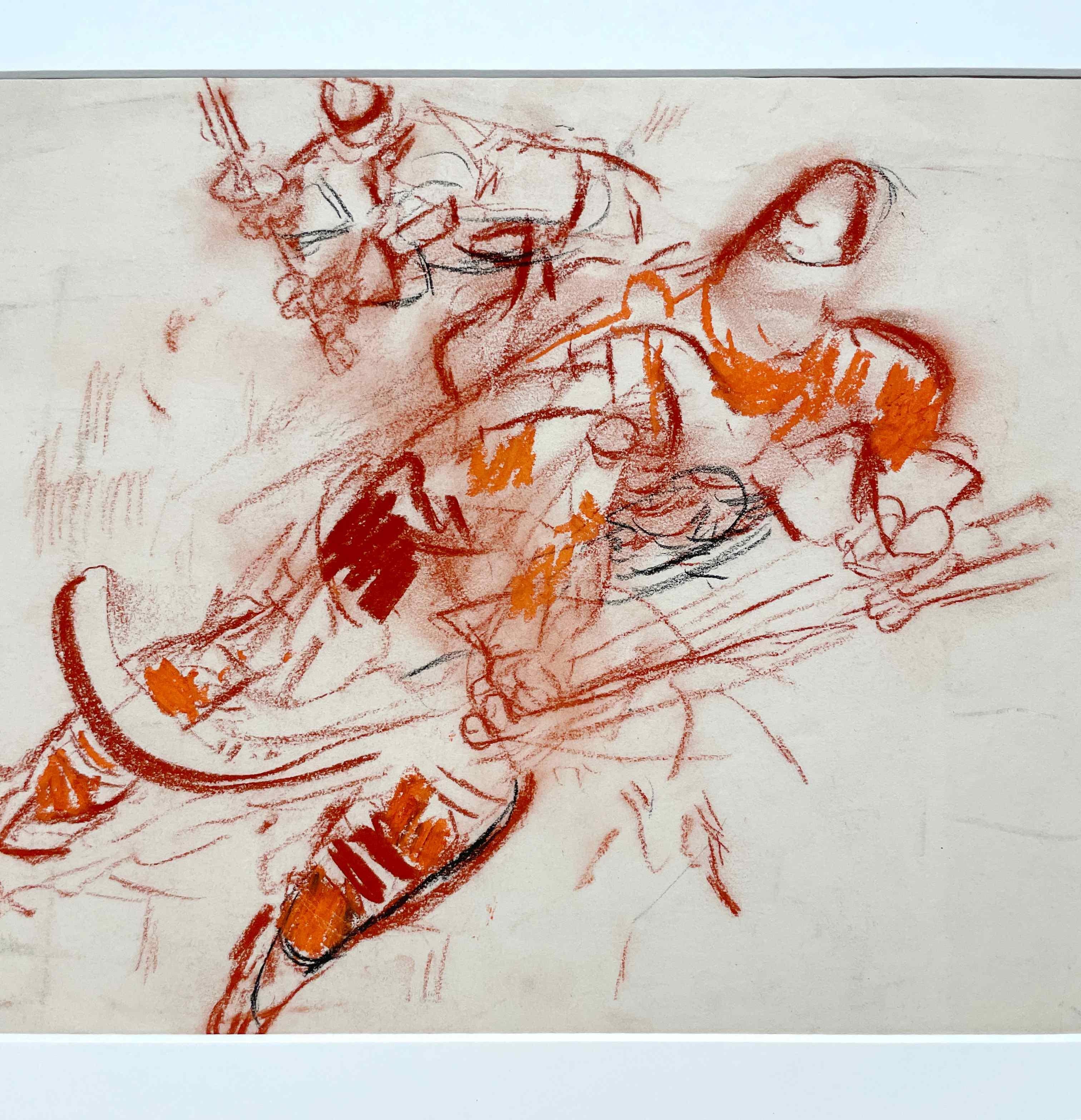 A 1950s Pastel on Paper Drawing of a Hockey Game by Francis Chapin For Sale 2
