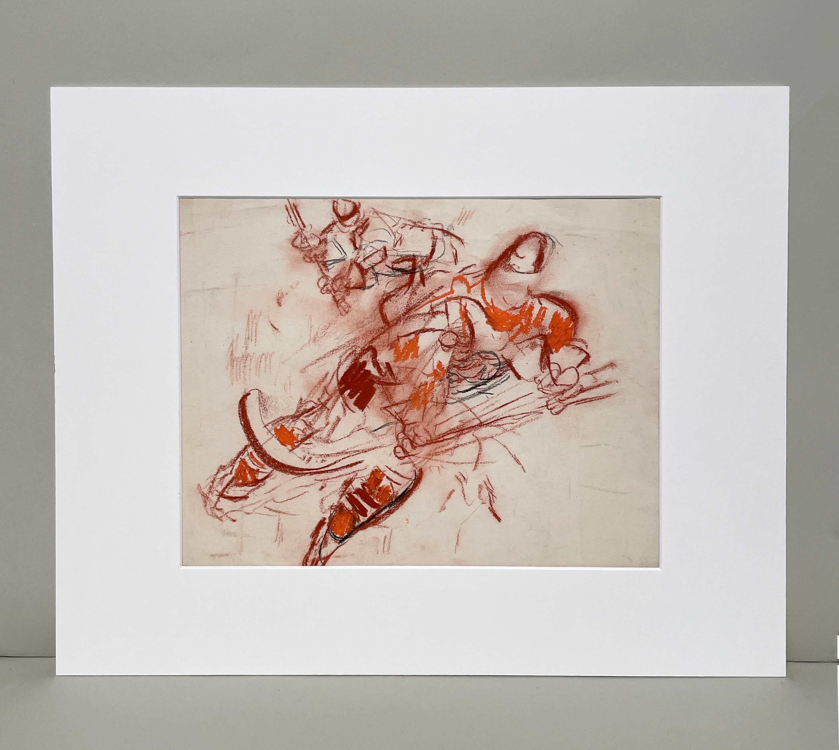 A 1950s Pastel on Paper Drawing of a Hockey Game by Francis Chapin For Sale 1