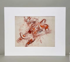 A Vintage 1950s Pastel on Paper Drawing of a Hockey Game by Francis Chapin