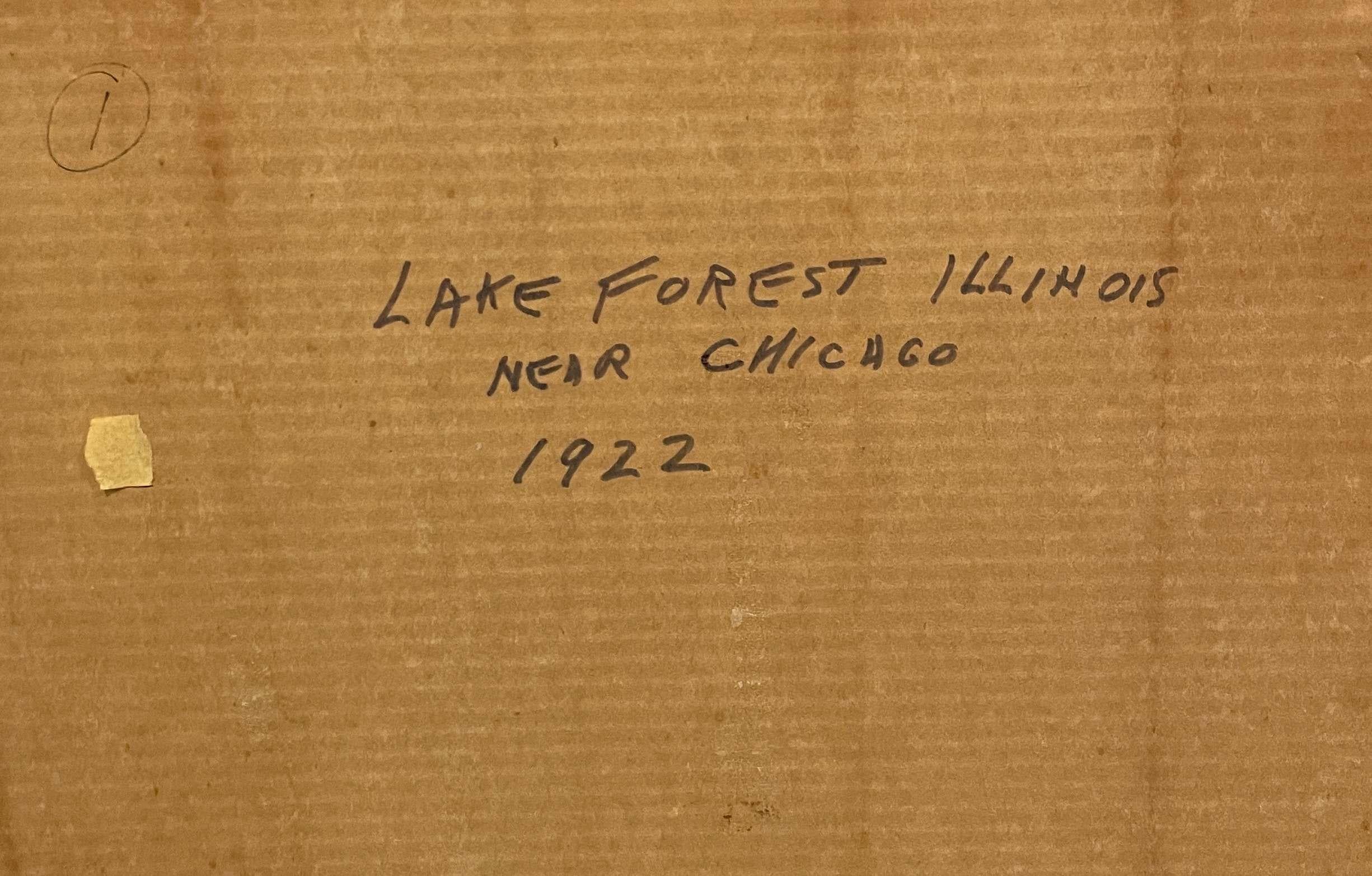 Aquarelle sur papier de 1921 représentant un paysage de la forêt du lac, IL par Louis H. Reiss en vente 5