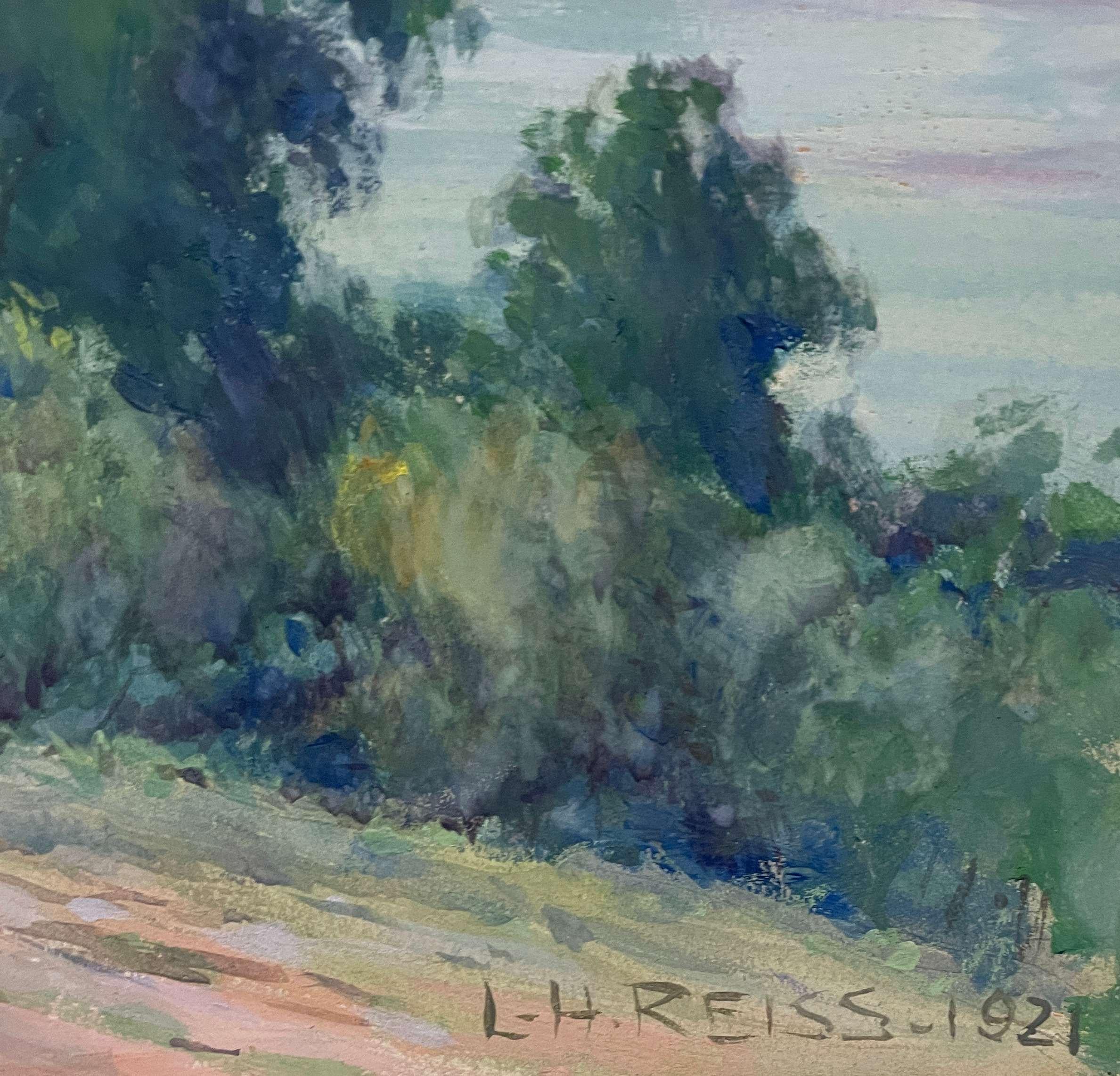 Aquarelle sur papier de 1921 représentant un paysage de la forêt du lac, IL par Louis H. Reiss en vente 4