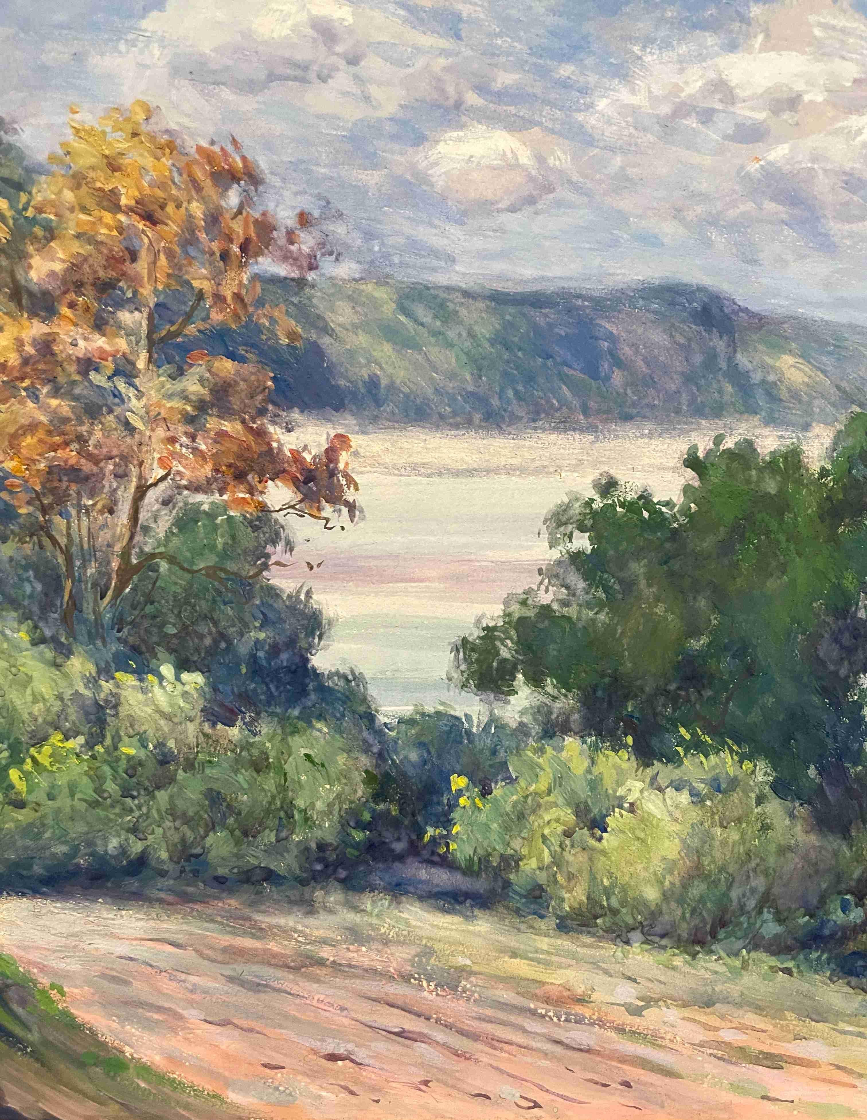 Aquarelle sur papier de 1921 représentant un paysage de la forêt du lac, IL par Louis H. Reiss en vente 2
