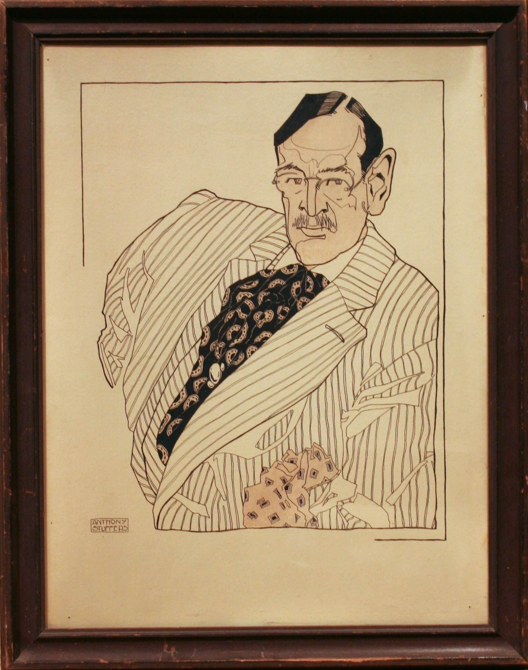 A Ca. 1915 Porträt eines Gentleman des Künstlers Anthony Stuffers im Angebot 1