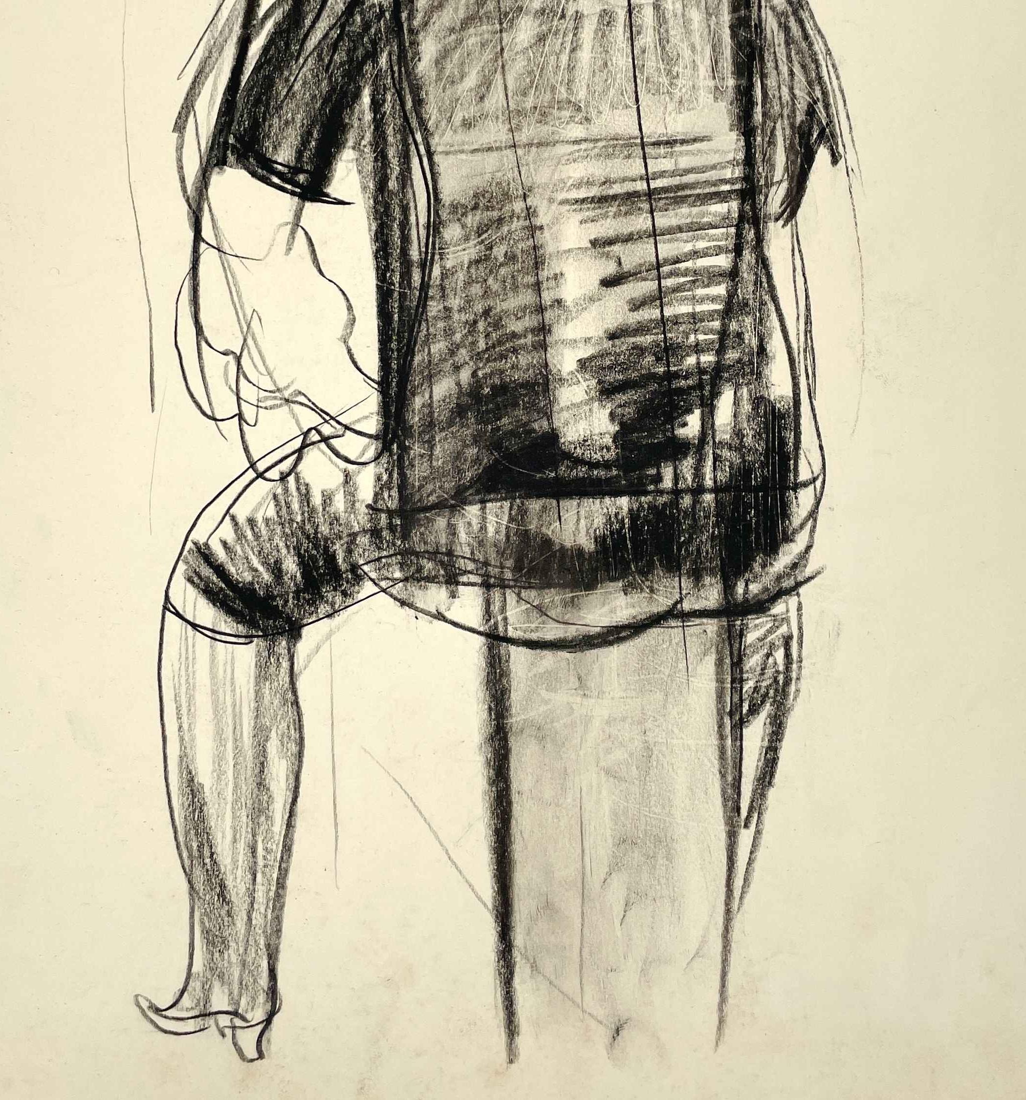 Dibujo de los años 30 de una mujer sentada en un mostrador de comida, por Francis Chapin en venta 2