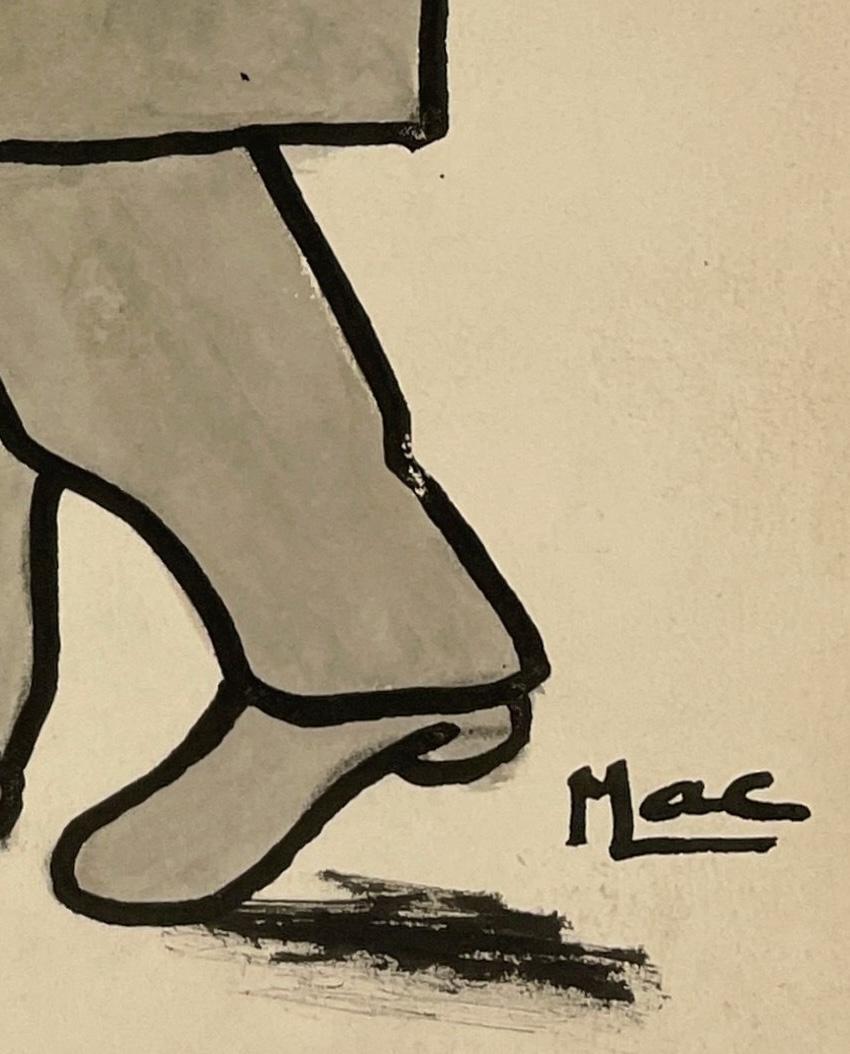 A 1920s caricature of Irish politician George Russell by artist Isa M. Macnie.  Inscription on drawing reads:  