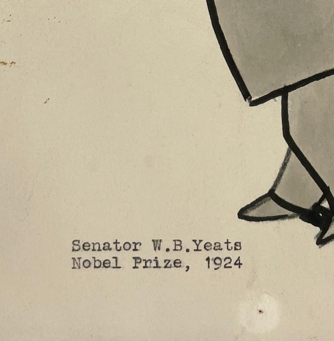 Eine ca. 1924 entstandene Karikatur des irischen Senators W.B. Yeats der Künstlerin Isa M. Macnie im Angebot 3
