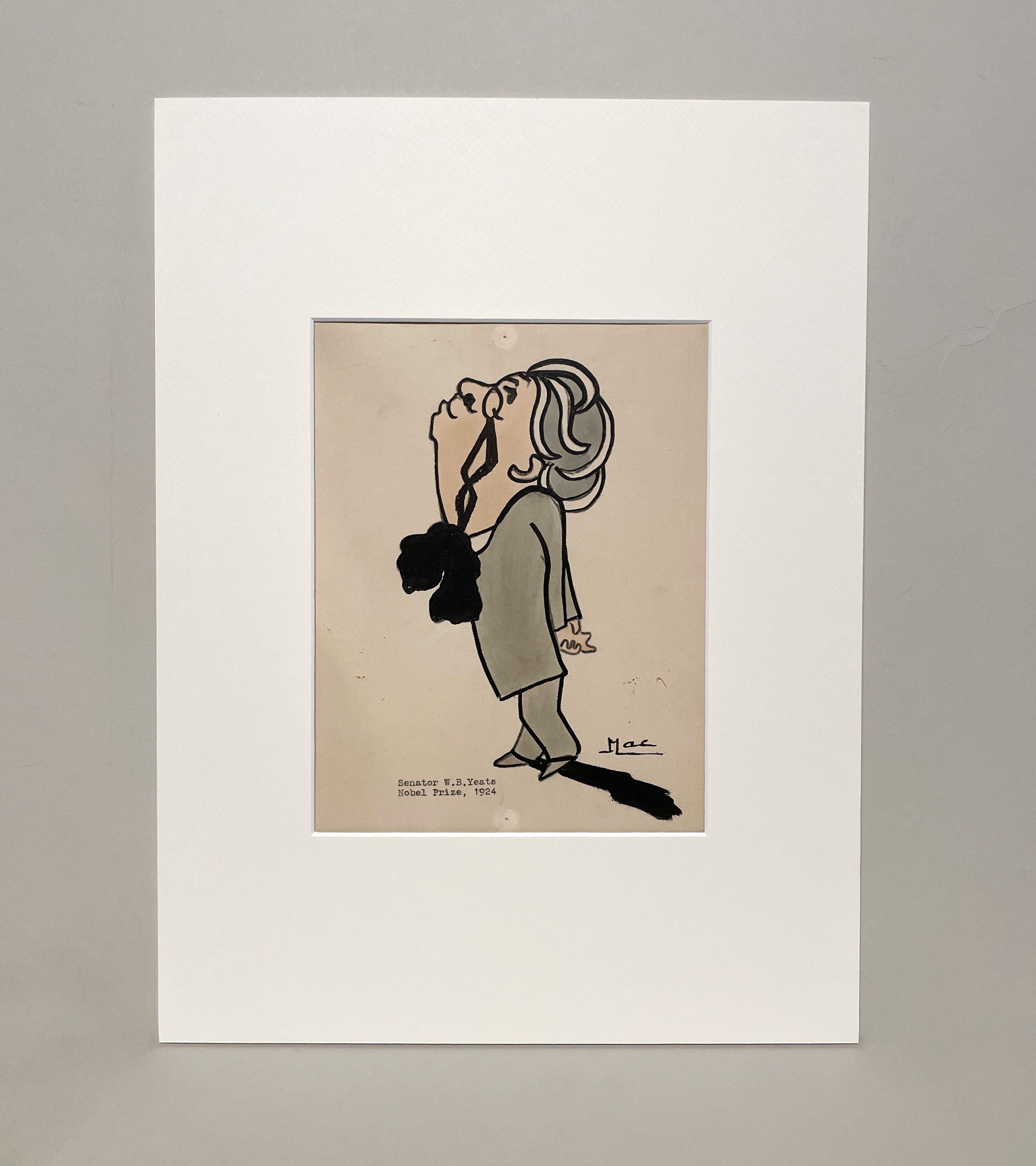 Eine ca. 1924 entstandene Karikatur des irischen Senators W.B. Yeats der Künstlerin Isa M. Macnie im Angebot 5