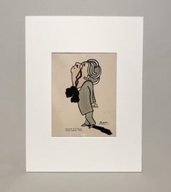A Lively 1920s Caricature of Senator W.B. Yeats by Irish Artist, Isa M. Macnie