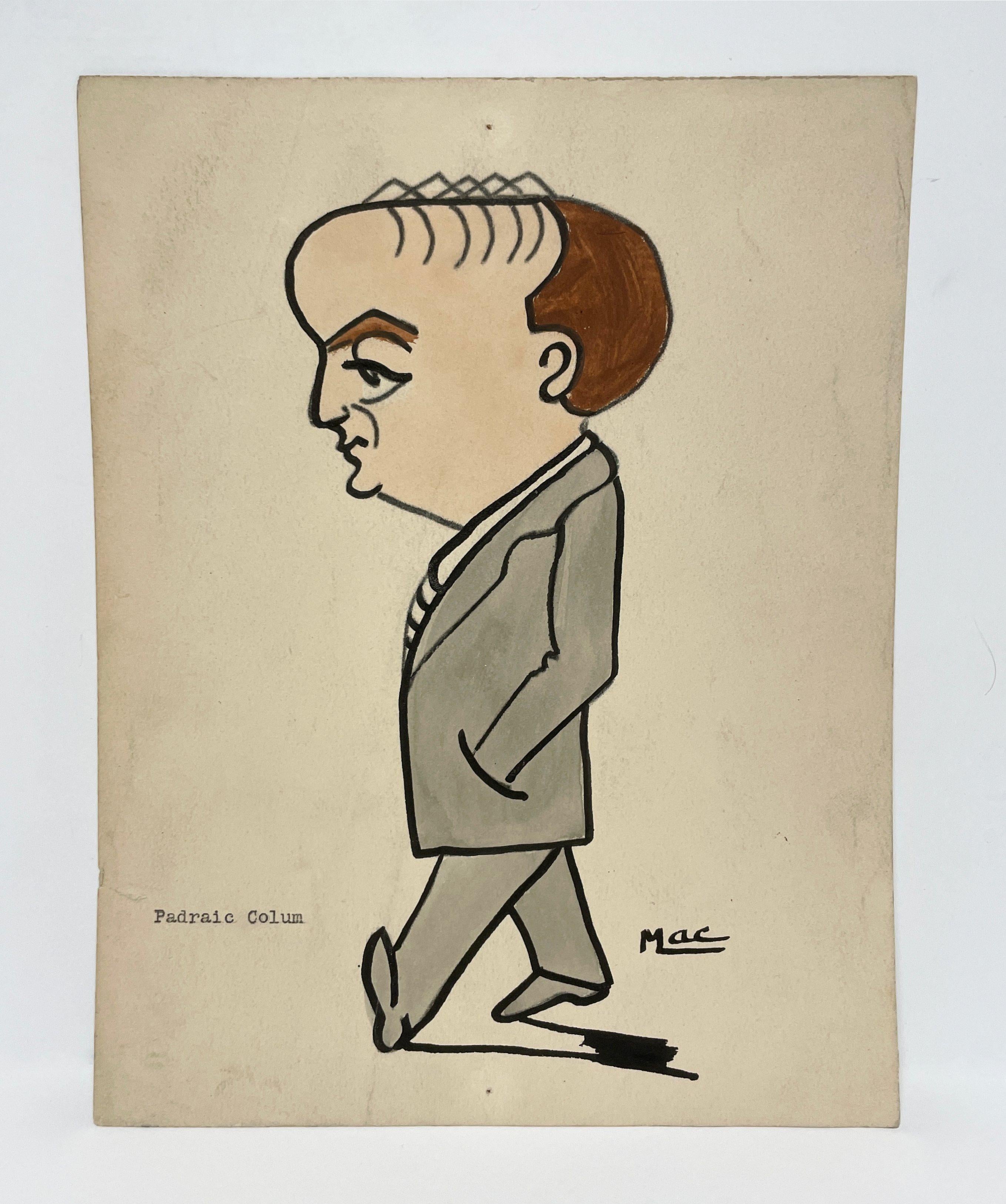 Eine Karikatur des irischen Politikers Padraic Colum aus den 1920er Jahren von der Künstlerin Isa M. Macnie im Angebot 1